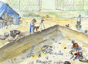 Illustration d'un secteur de fouille du site d'Etiolles