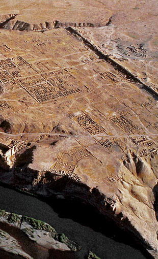 Vue aérienne de la ville antique de Doura Europos, en Syrie